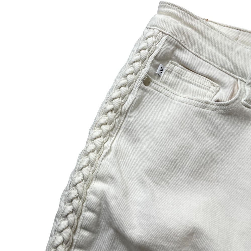 Judy Blue 11/30 White Jeans Braided Side Relaxed Fit Cotton‎ Blend - Picture 8 of 9